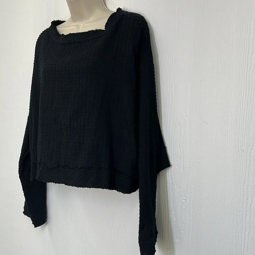 Free People - Walking In Hueco Waffle Weave Open Back Tie Button Blouse Small